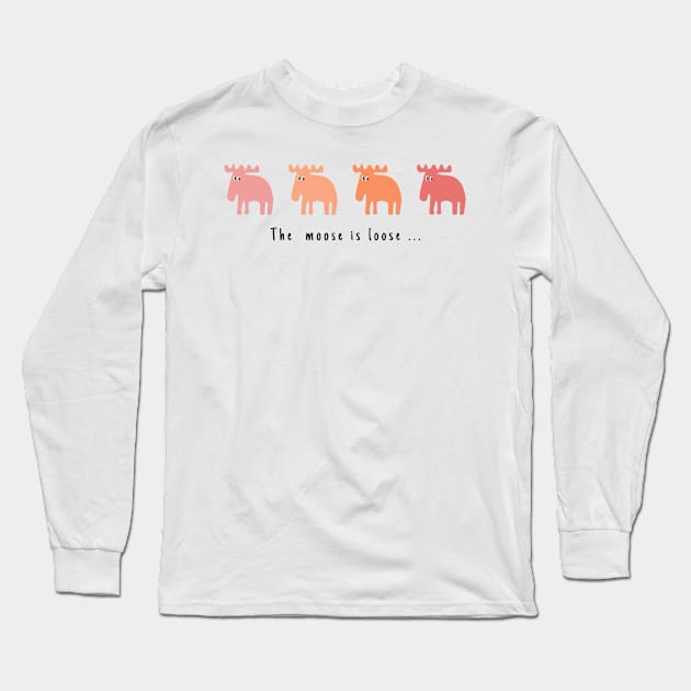 4 Mooses in living coral Long Sleeve T-Shirt by Aurealis